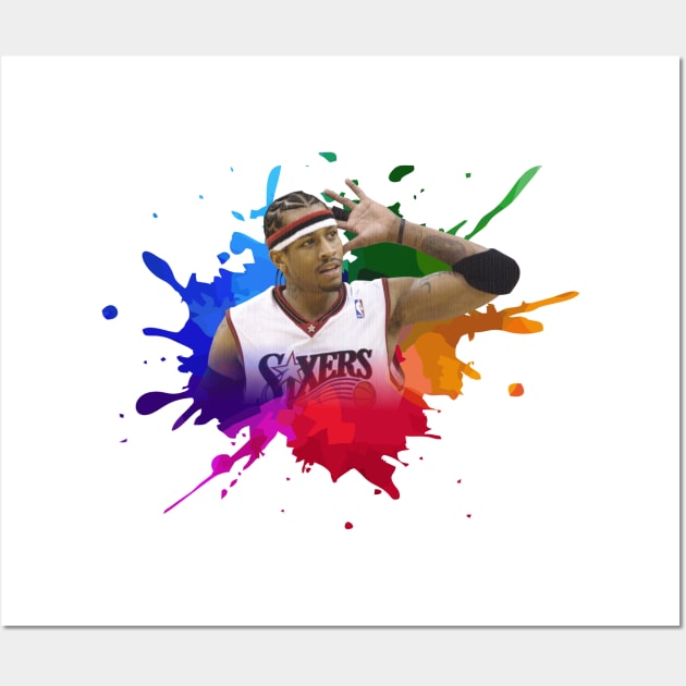 ALLEN IVERSON WITH COLOR SPLASH PAINTING Wall Art by MufaArtsDesigns